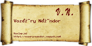 Vozáry Nándor névjegykártya